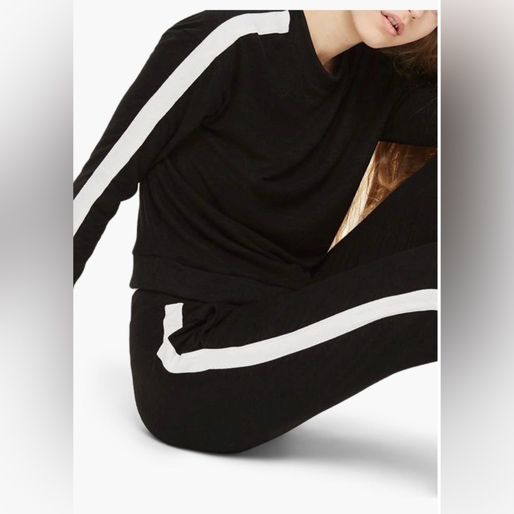 Topshop Black and White Top and joggers set size 6 bottoms 8 top